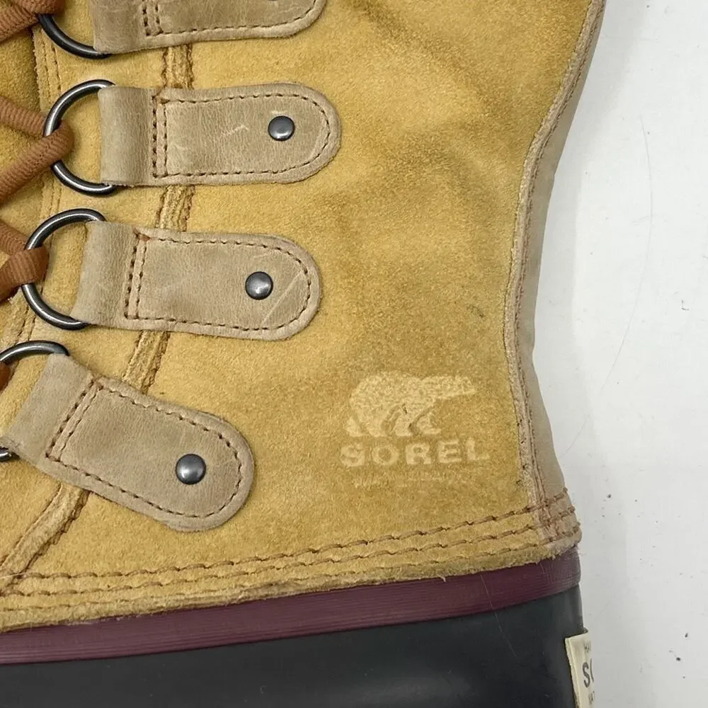 Sorel Joan of Arctic Tall Lace Up Suede Leather Faux Fur Warm Winter Boots sz 5